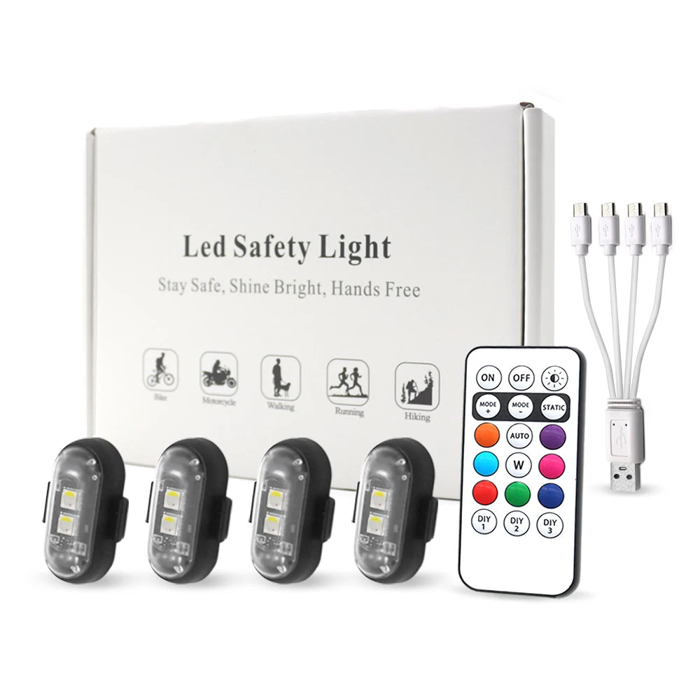 NordGear 4-Piece Wireless Car LED Interior Lights with Remote Control