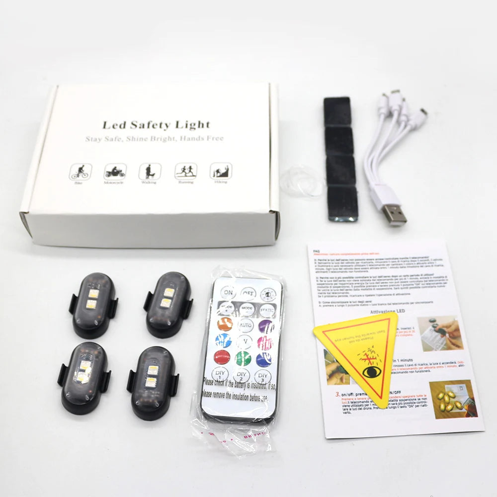 NordGear 4-Piece Wireless Car LED Interior Lights with Remote Control