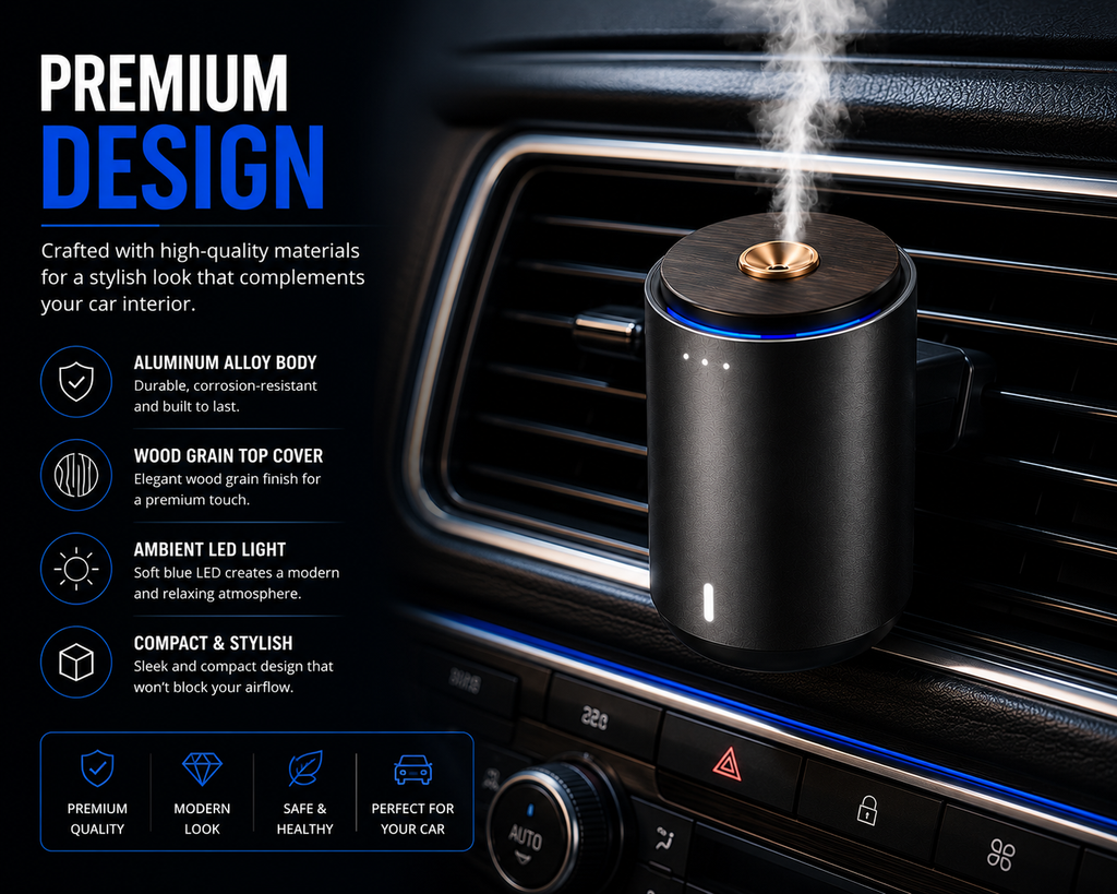 Smart Car Aroma Diffuser – Rechargeable Essential Oil Air Freshener with 3 Premium Scents