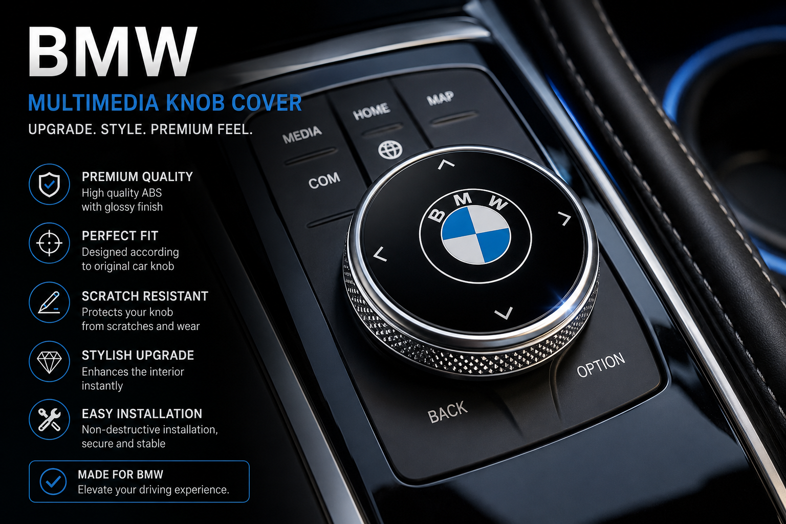 BMW Multimedia iDrive Knob Cover – Premium Interior Upgrade
