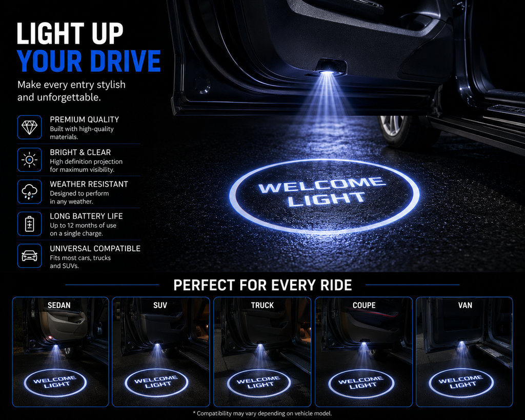 Wireless LED Car Door Welcome Light – Smart Magnetic Projector (1PC)