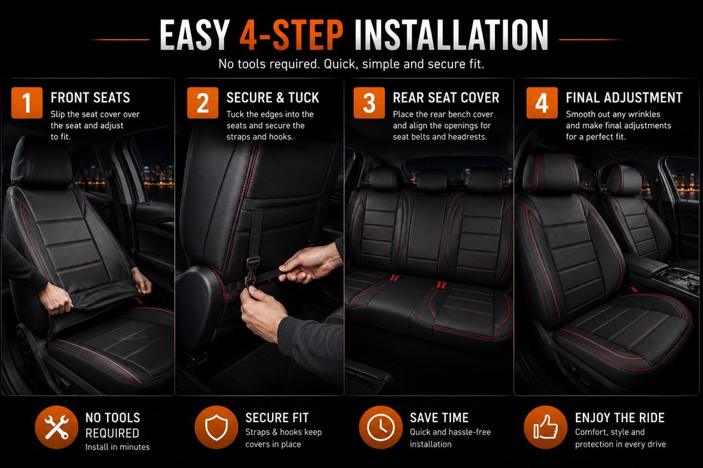 Premium Universal Leather Seat Covers – Luxury 5 Seat Interior Protection