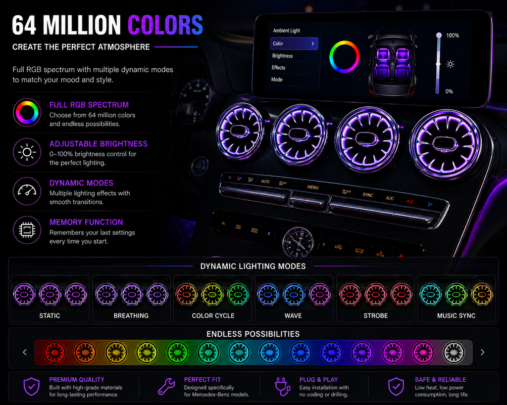 Premium RGB Turbine Air Vent Lighting Kit ⭐