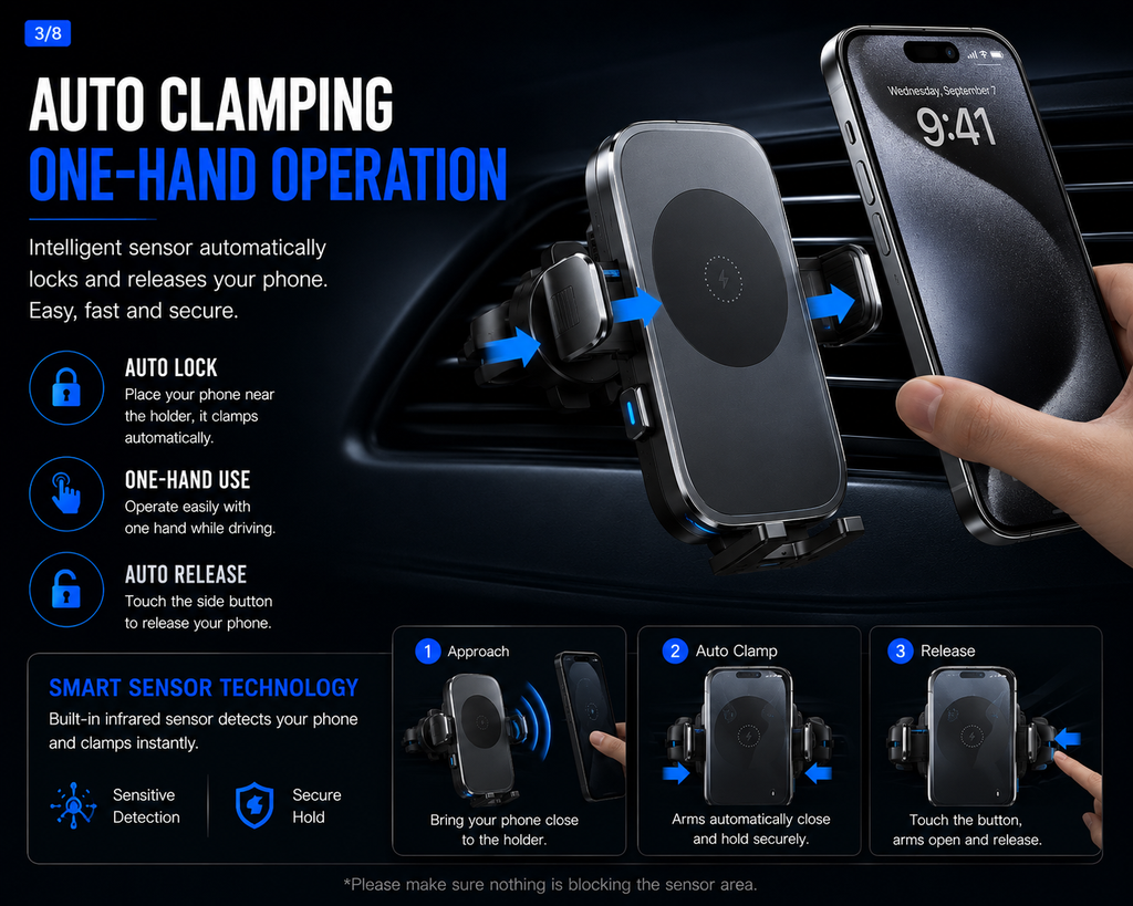 NordGear AutoCharge Ultra 30W Wireless Car Charger