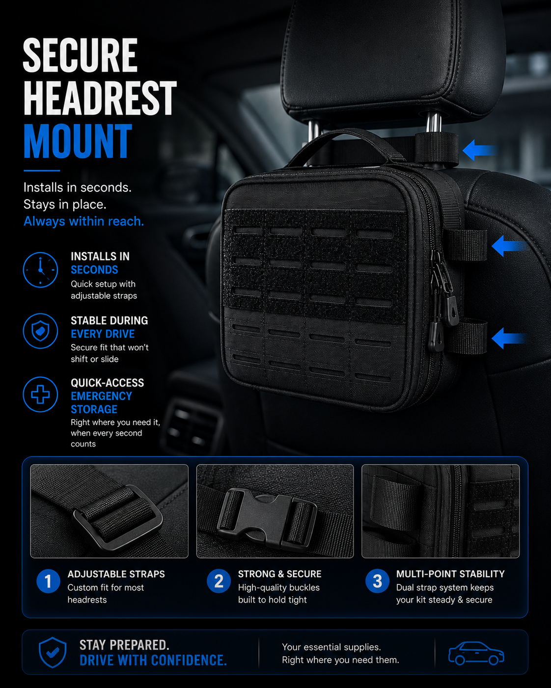 Compact Vehicle First Aid Kit – Tactical Emergency Medical Bag for Car, Home & Outdoor