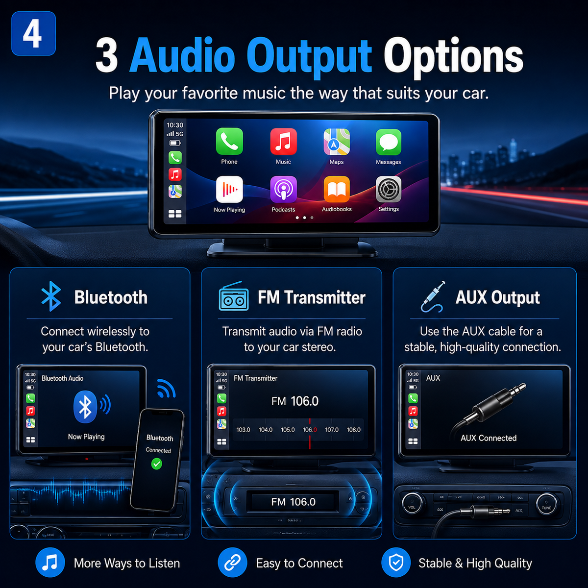 NordGear Wireless CarPlay & Android Auto Display