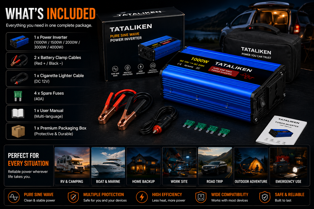⚡ Pure Sine Wave Power Inverter – Reliable Power Anywhere