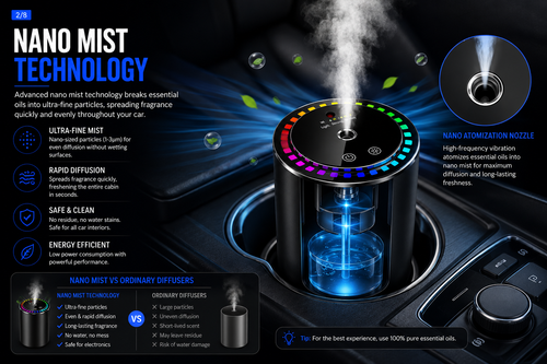 NordGear AirFresh Pro | Smart Car Aroma Diffuser with Ambient Light
