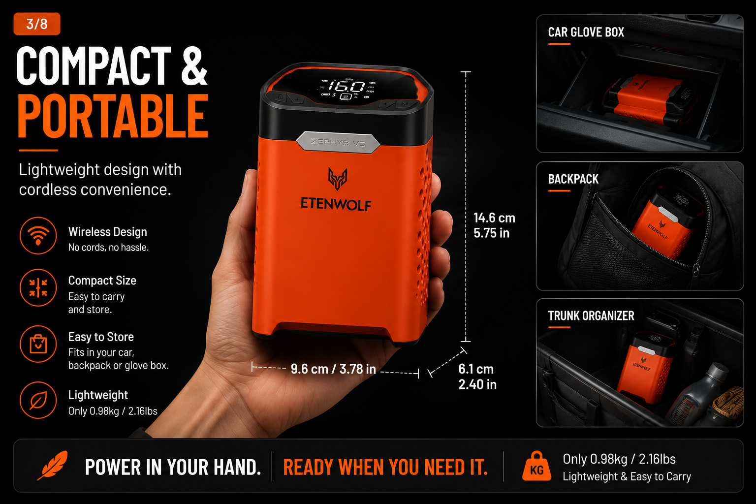 NordGear AirPump Pro 160 | Portable 160 PSI Smart Tire Inflator