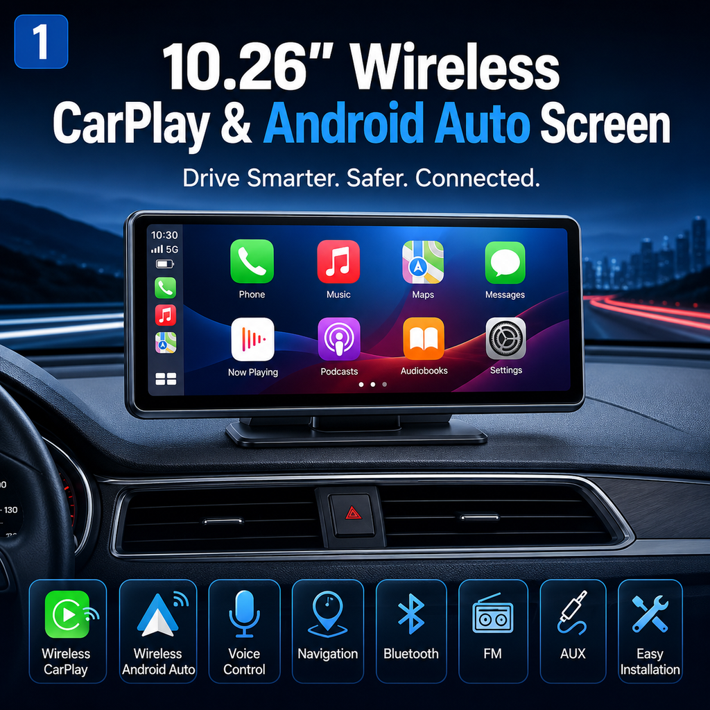 NordGear Wireless CarPlay & Android Auto Display