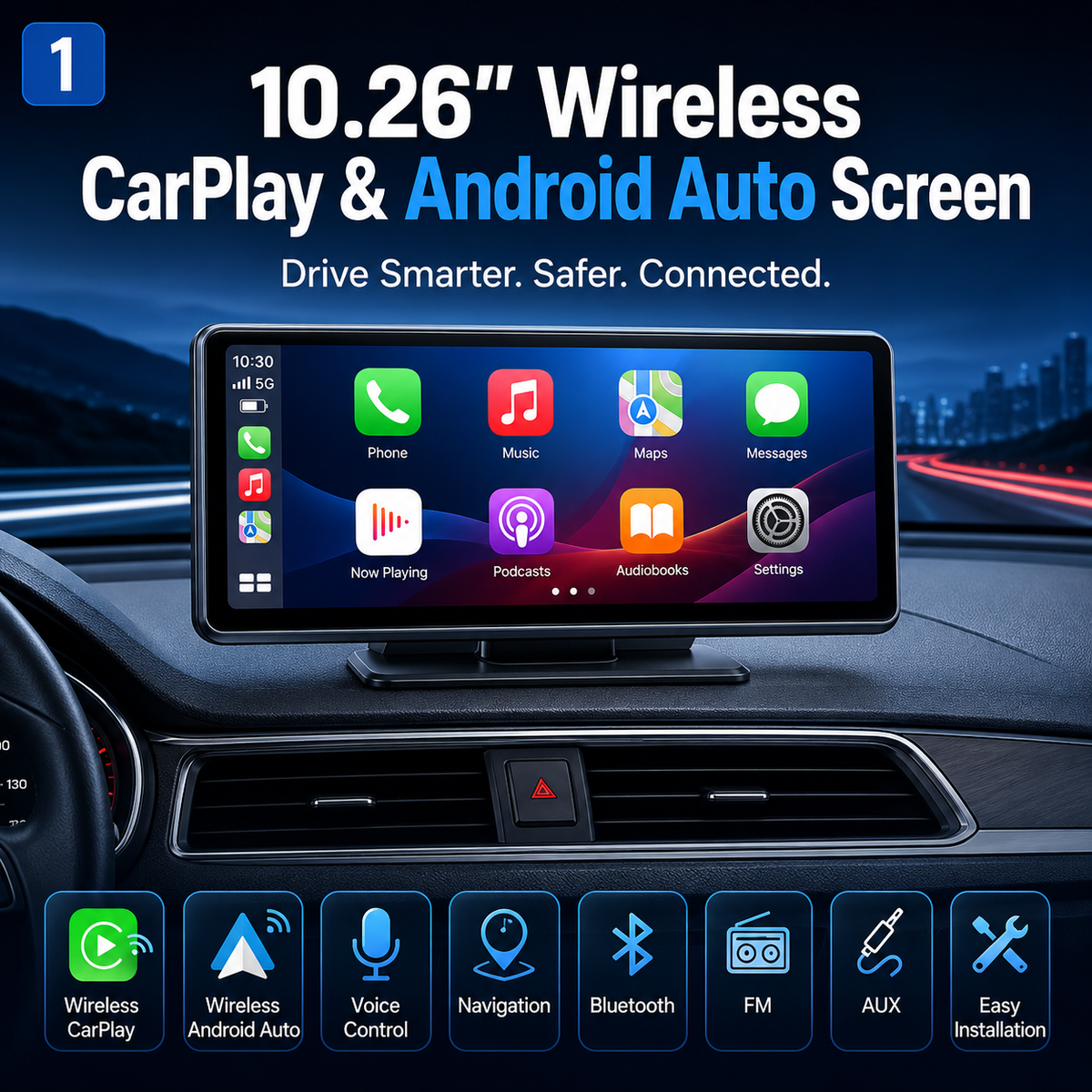 NordGear Wireless CarPlay & Android Auto Display
