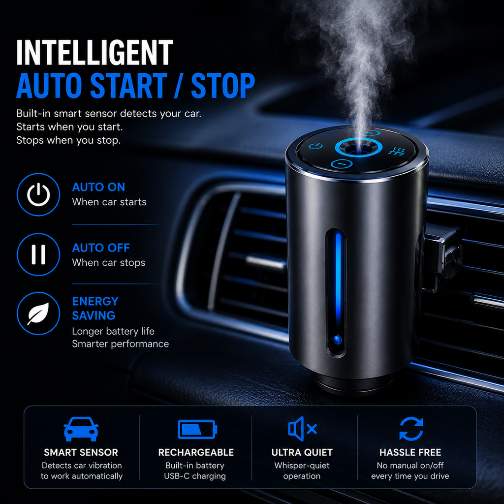 Smart Car Air Aromatherapy Diffuser Fragrance Car Air Fresheners With Three Adjustable Humidifier Essential Oil Diffuser
