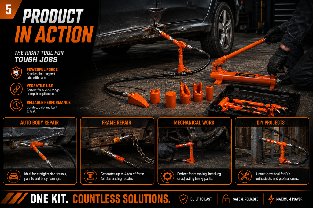 NordGear PortaPower Pro 4T – Professional Hydraulic Body & Frame Repair Kit