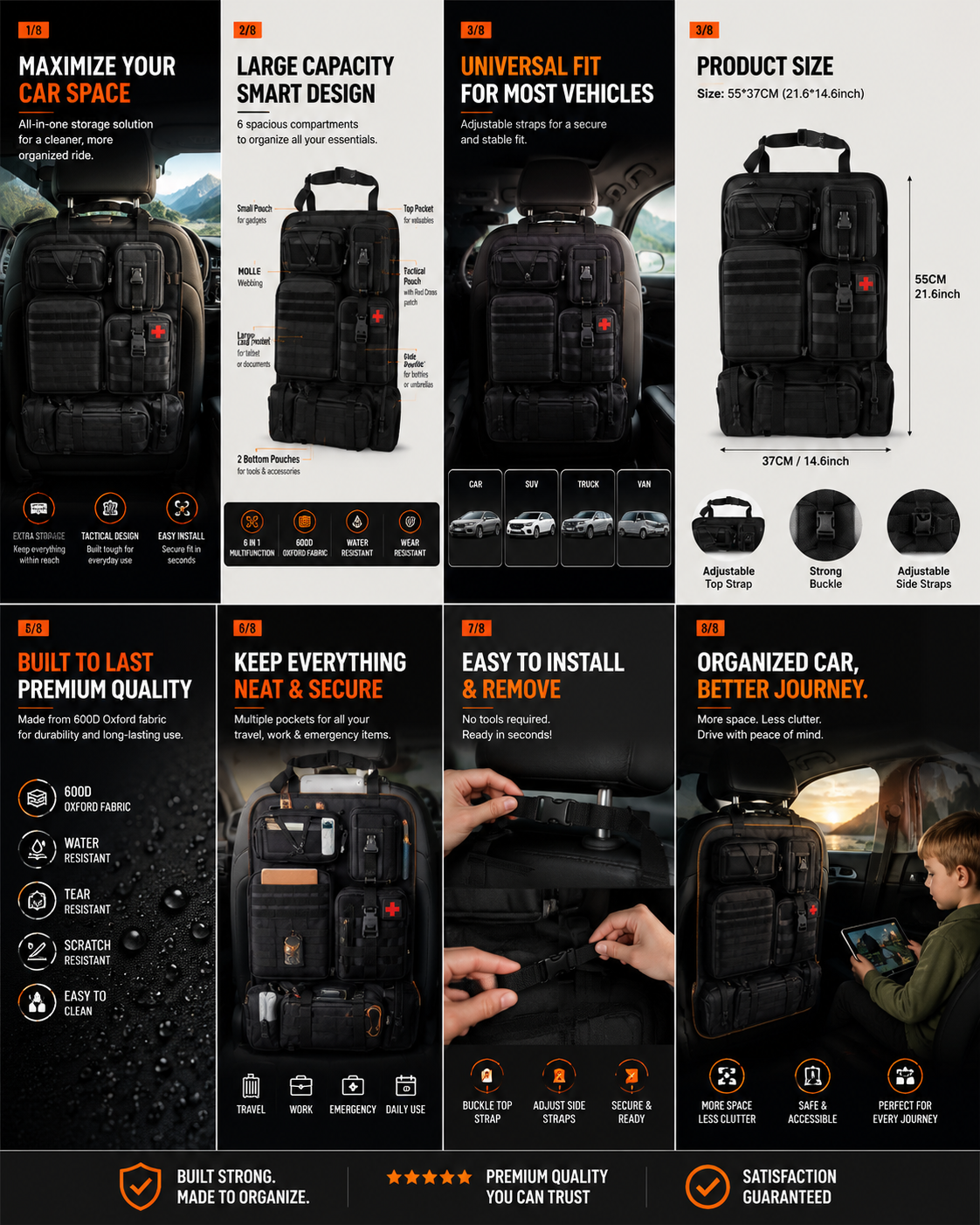 NordGear Tactical Seat Organizer Pro | Premium Back Seat Storage System