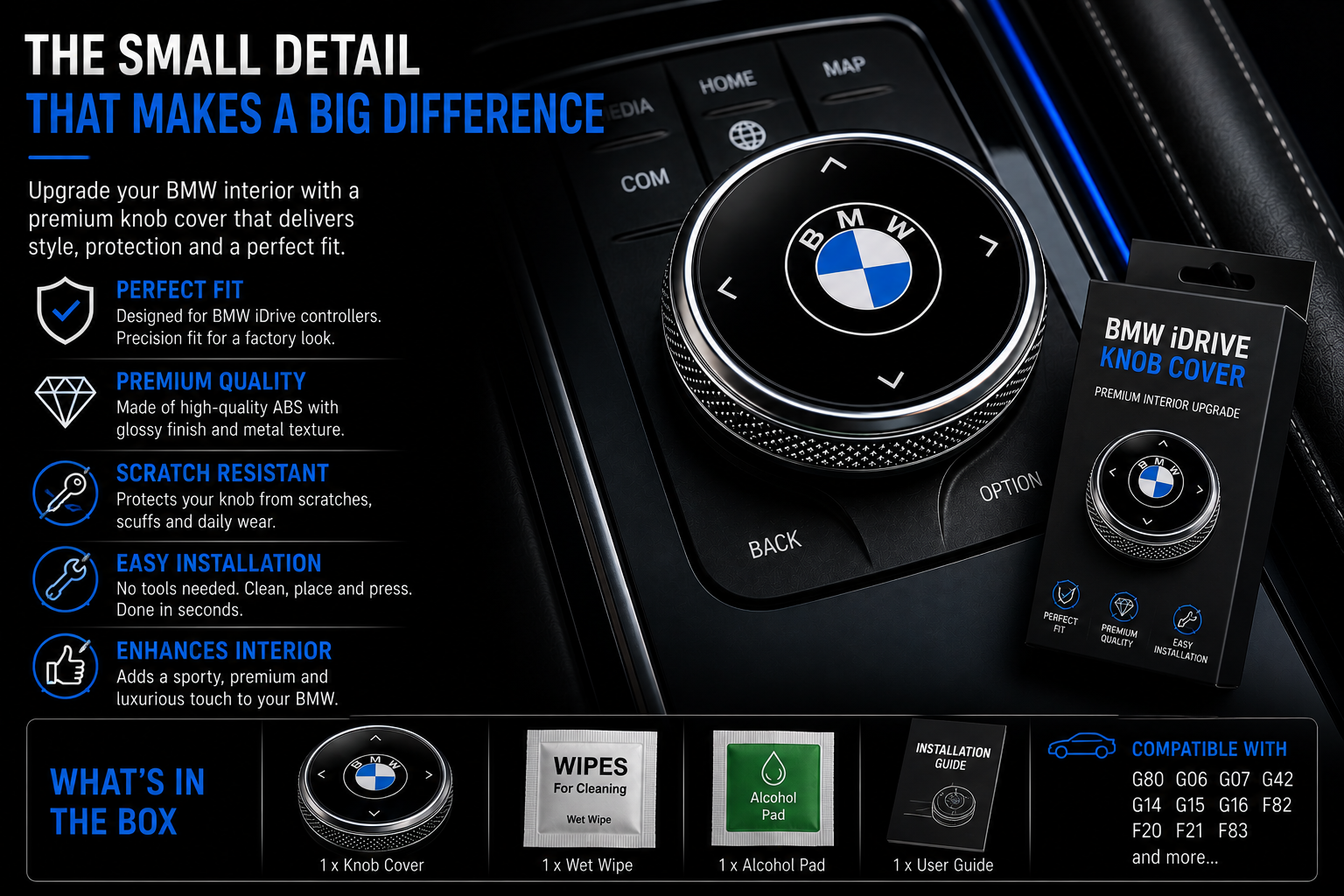 BMW Multimedia iDrive Knob Cover – Premium Interior Upgrade