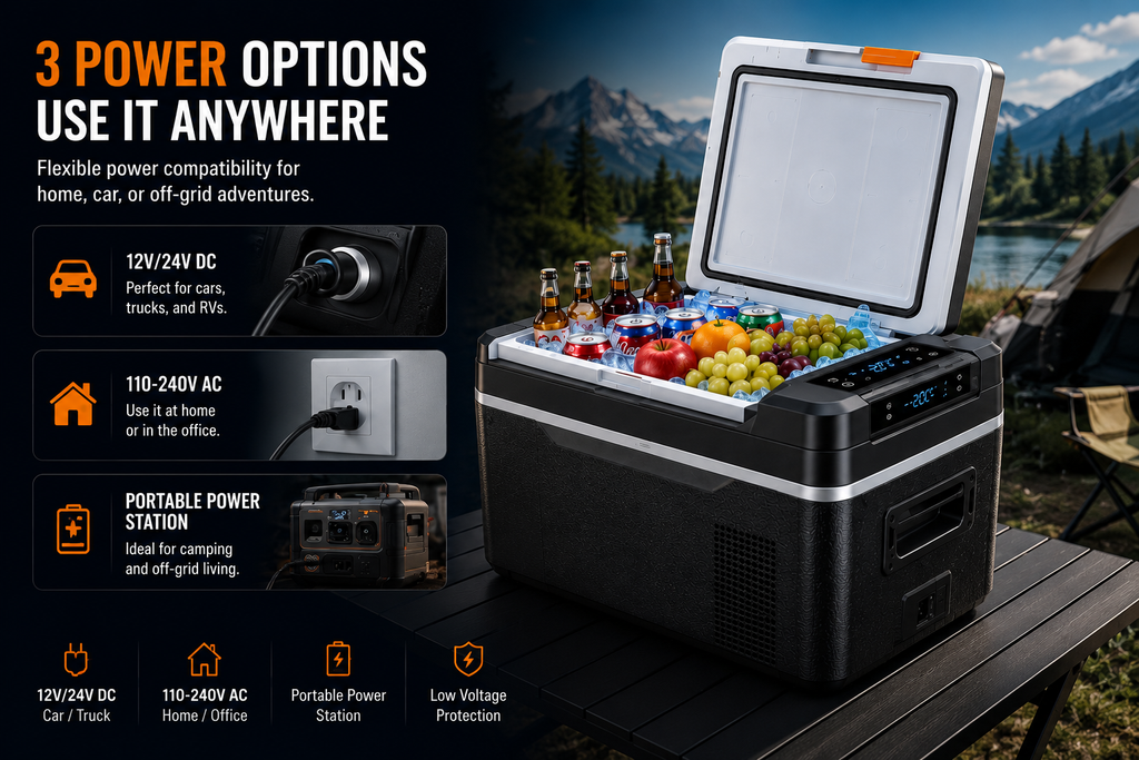 NordGear Portable Compressor Car Fridge – 20L/30L/40L/50L Electric Cooler Freezer for Car, Camping & Travel