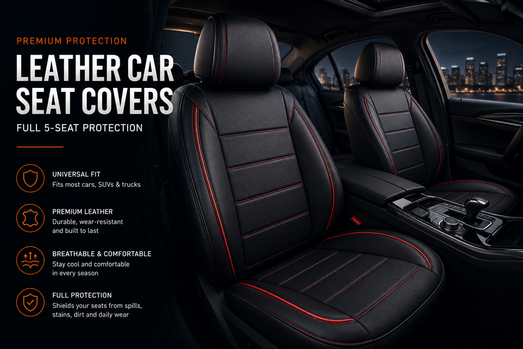 Premium Universal Leather Seat Covers – Luxury 5 Seat Interior Protection