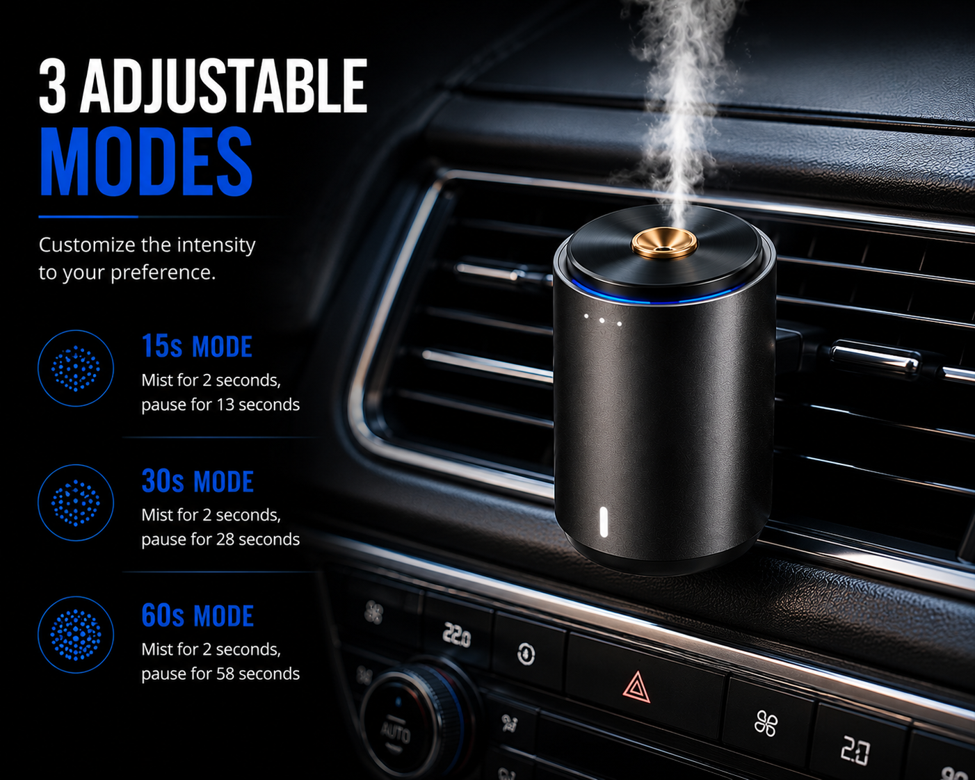 Smart Car Aroma Diffuser – Rechargeable Essential Oil Air Freshener with 3 Premium Scents