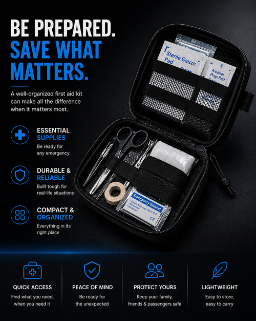 Compact Vehicle First Aid Kit – Tactical Emergency Medical Bag for Car, Home & Outdoor