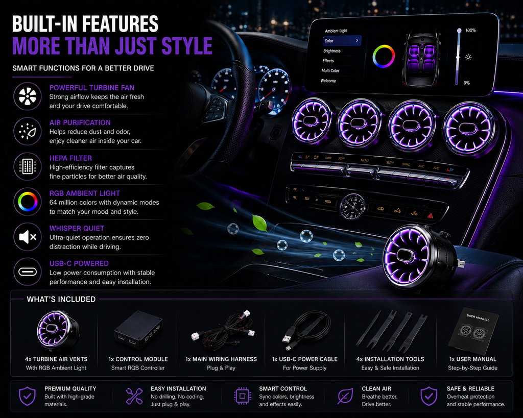 Premium RGB Turbine Air Vent Lighting Kit ⭐