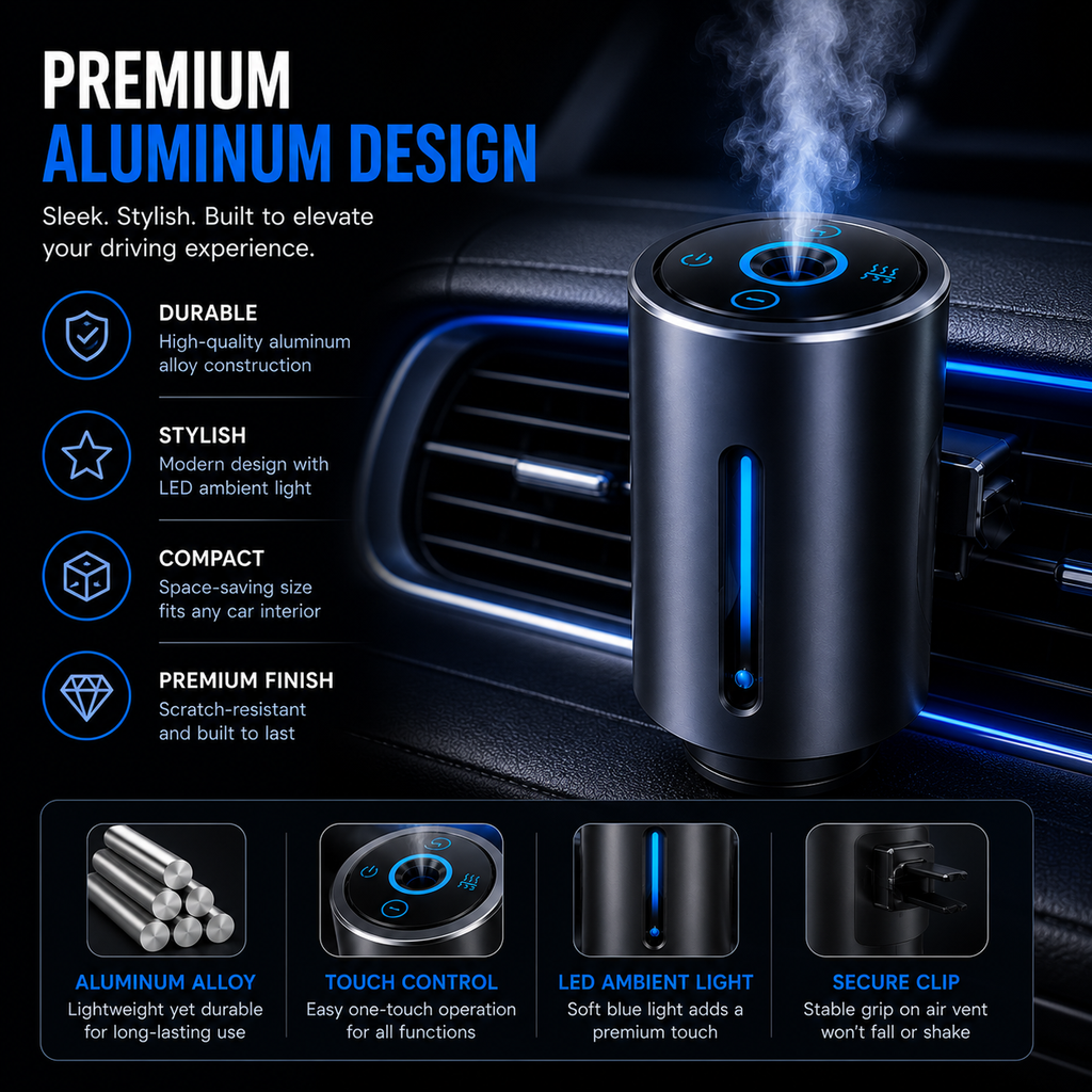Smart Car Air Aromatherapy Diffuser Fragrance Car Air Fresheners With Three Adjustable Humidifier Essential Oil Diffuser