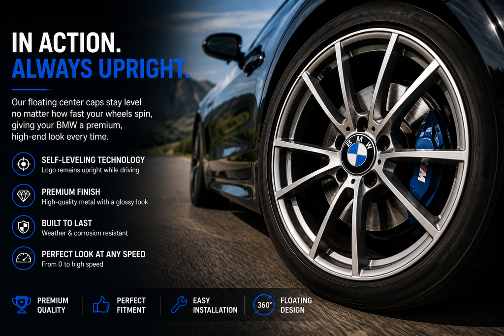 Floating BMW Wheel Center Caps – 4PCS (56mm / 68mm)