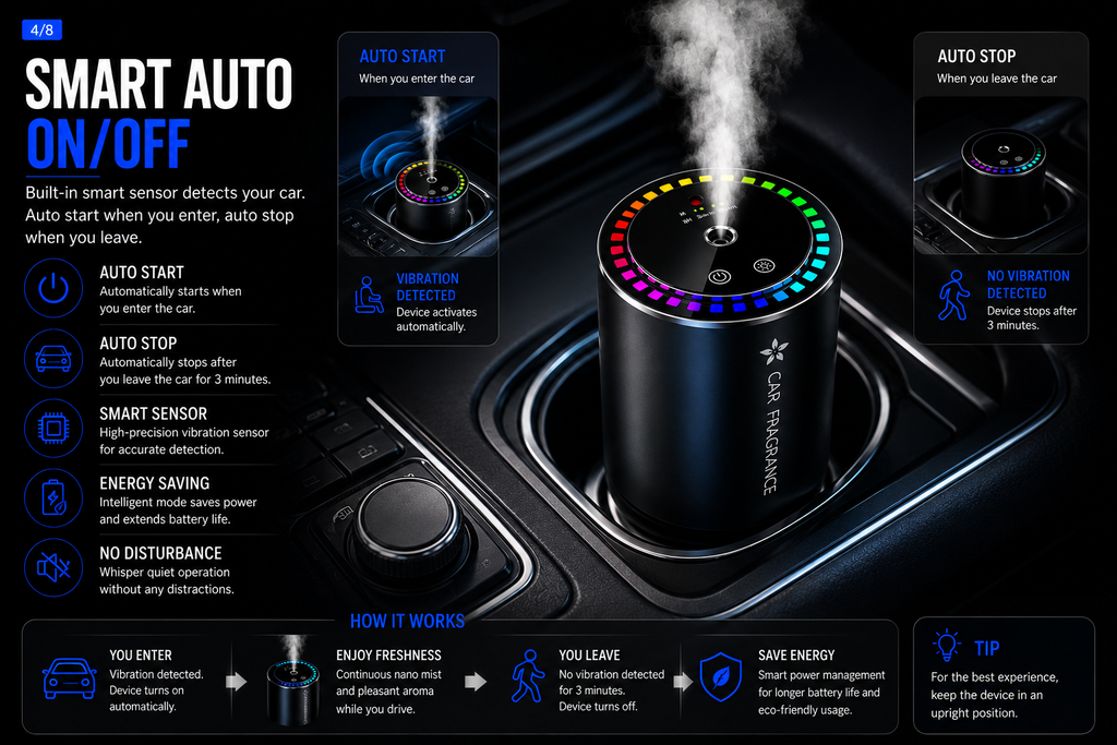 NordGear AirFresh Pro | Smart Car Aroma Diffuser with Ambient Light