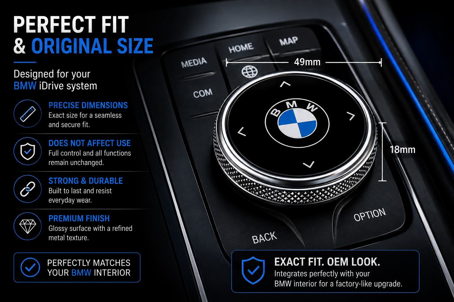 BMW Multimedia iDrive Knob Cover – Premium Interior Upgrade