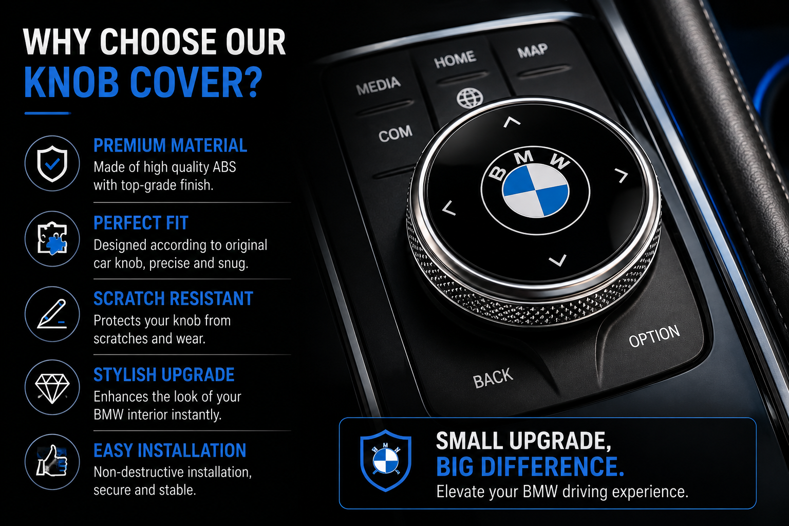 BMW Multimedia iDrive Knob Cover – Premium Interior Upgrade