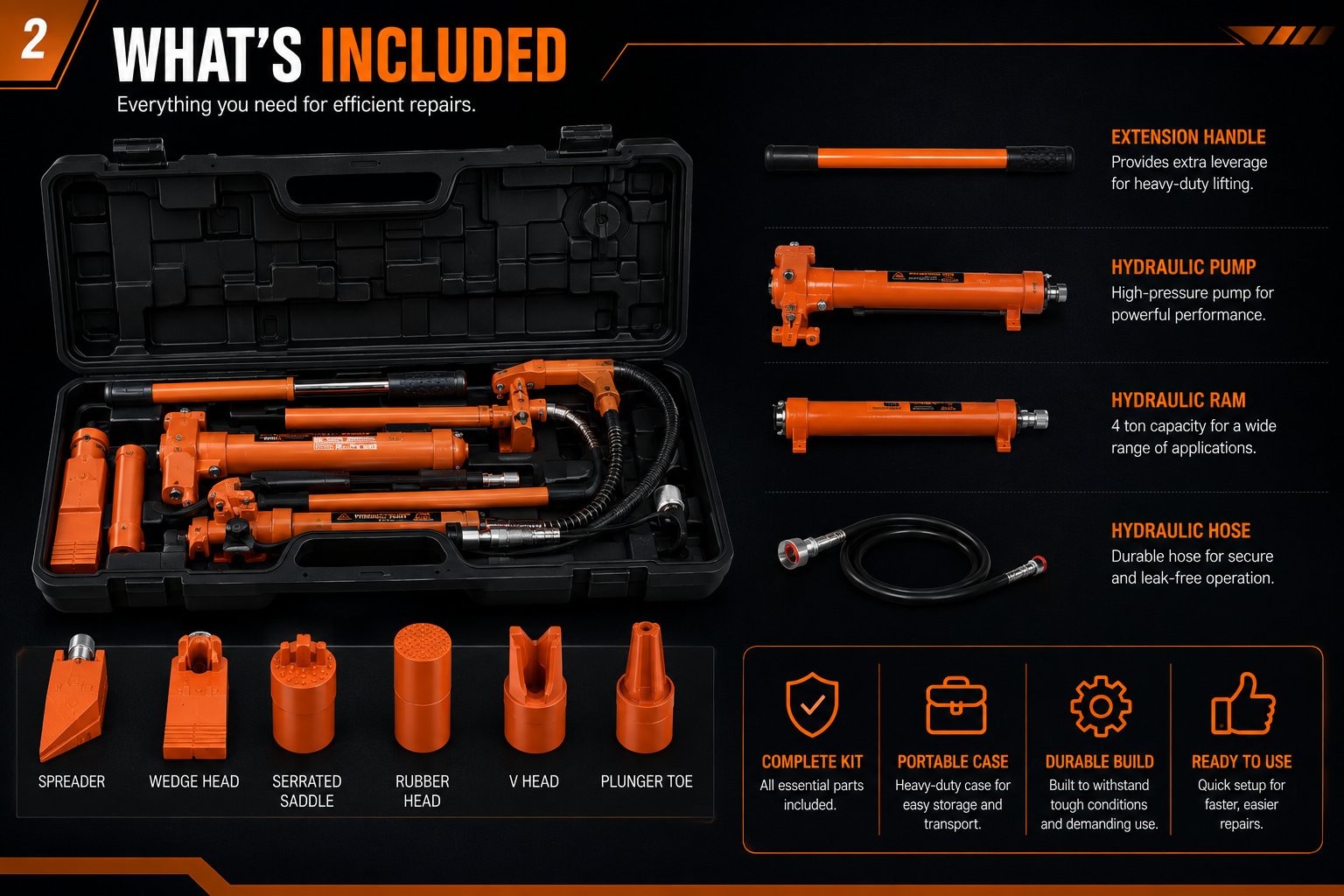 NordGear PortaPower Pro 4T – Professional Hydraulic Body & Frame Repair Kit