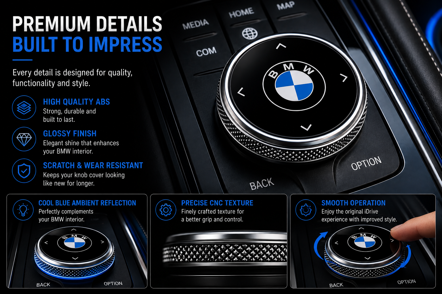 BMW Multimedia iDrive Knob Cover – Premium Interior Upgrade