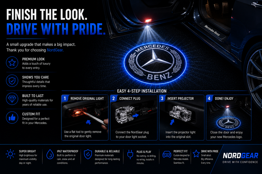 Mercedes-Benz LED Door Logo Projector Lights – 2PCS | Plug & Play Courtesy Lights