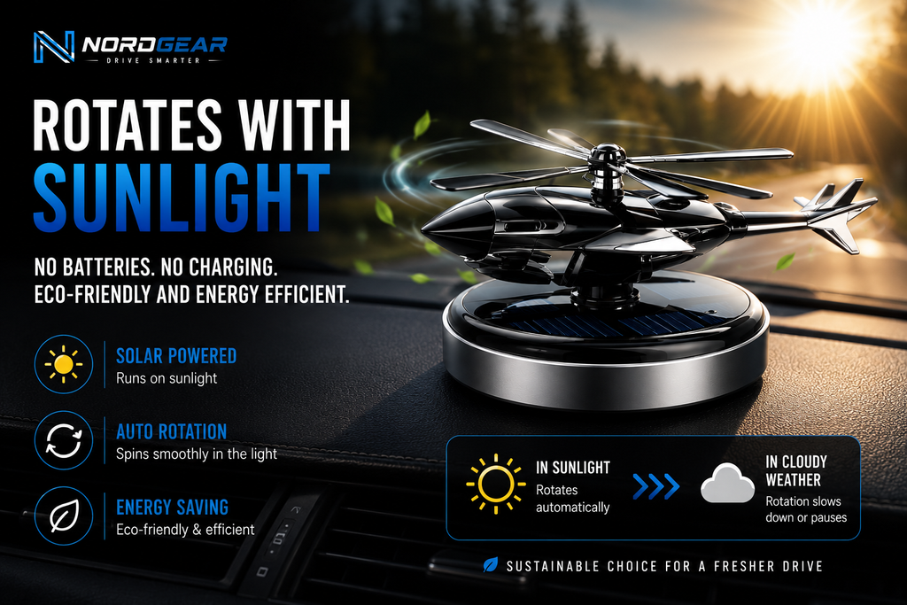 NordGear Solar Helicopter Car Air Freshener – Rotating Aromatherapy Diffuser
