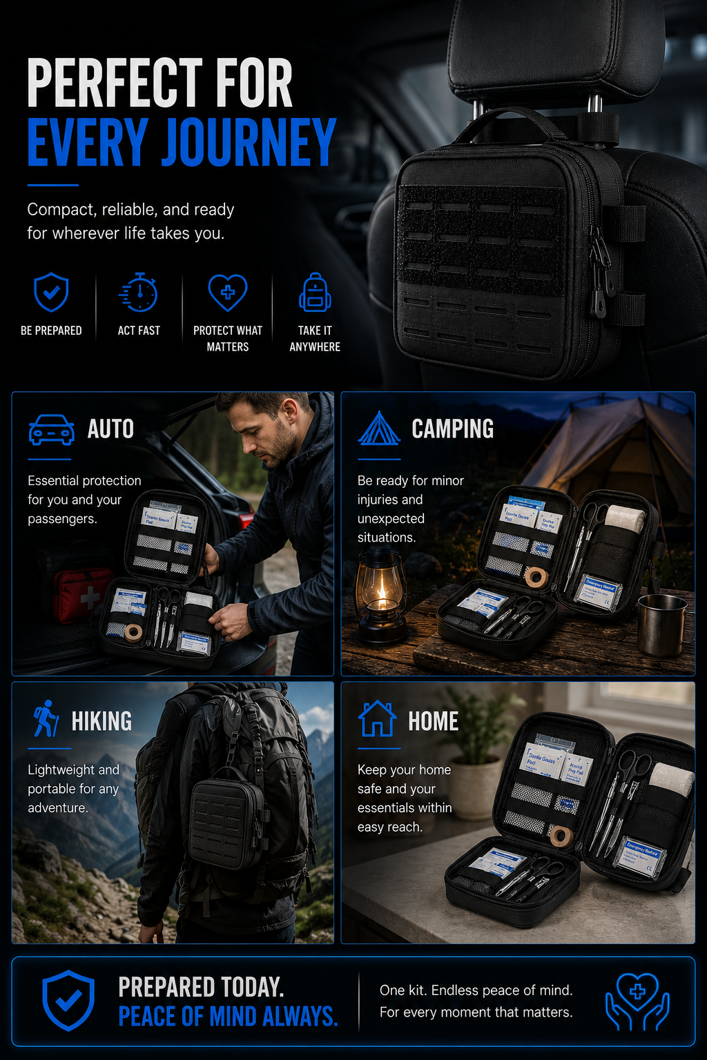 Compact Vehicle First Aid Kit – Tactical Emergency Medical Bag for Car, Home & Outdoor