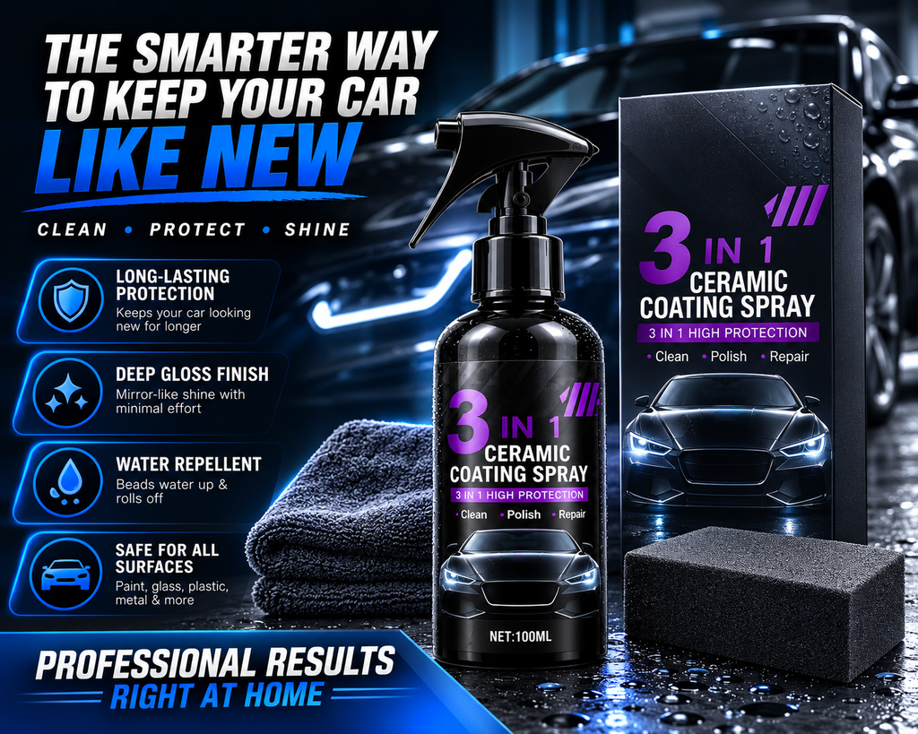 3-in-1 Ceramic Coating Spray | Nano Hydrophobic Car Polish | NordGear