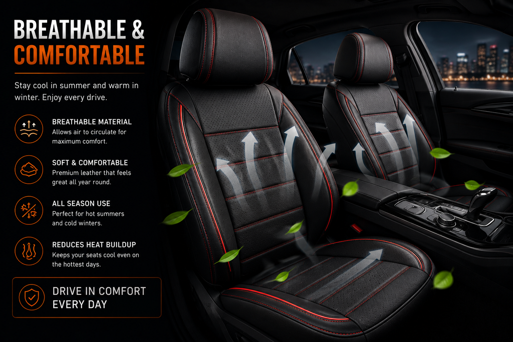 Premium Universal Leather Seat Covers – Luxury 5 Seat Interior Protection