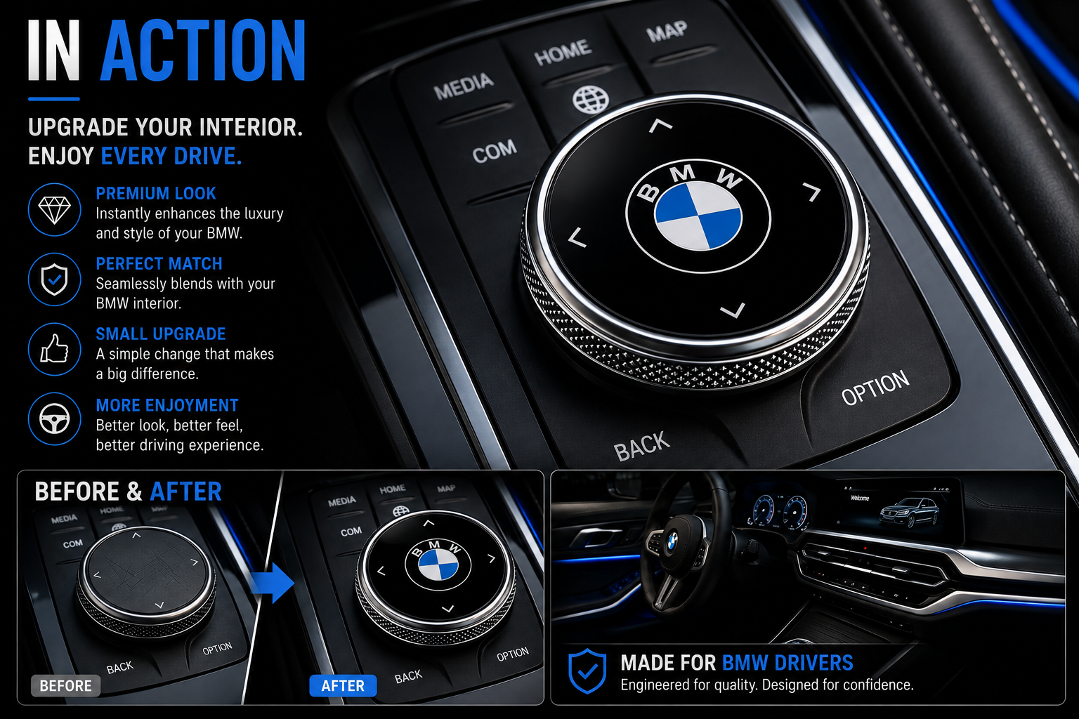 BMW Multimedia iDrive Knob Cover – Premium Interior Upgrade