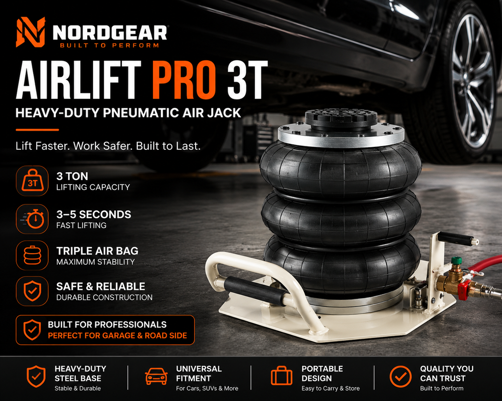 NordGear AirLift Pro 3T – Heavy-Duty Pneumatic Air Jack | Fast 3-Second Vehicle Lift for Cars, SUVs & Light Trucks