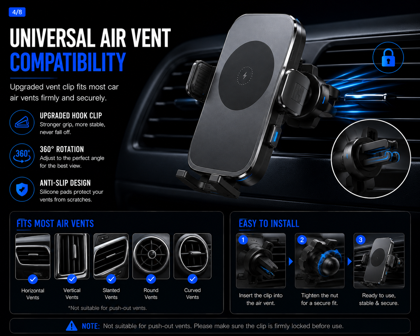 NordGear AutoCharge Ultra 30W Wireless Car Charger