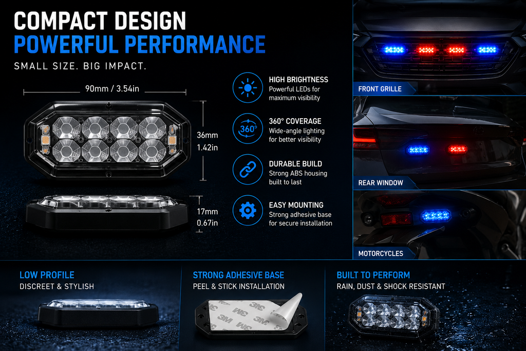 Wireless RGB LED Strobe Warning Lights – Rechargeable & Remote Controlled