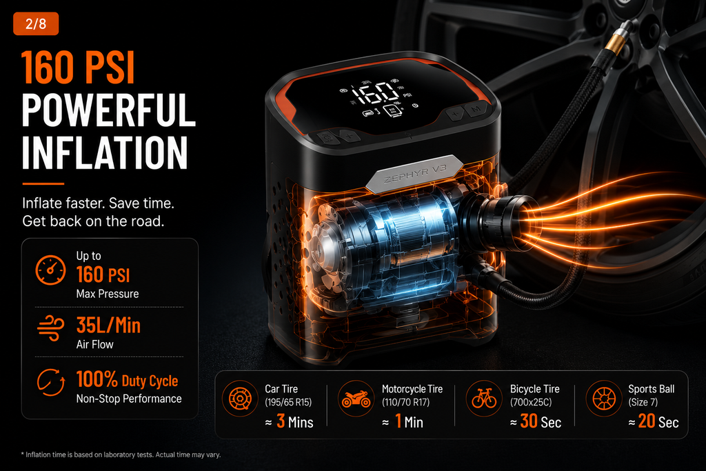 NordGear AirPump Pro 160 | Portable 160 PSI Smart Tire Inflator