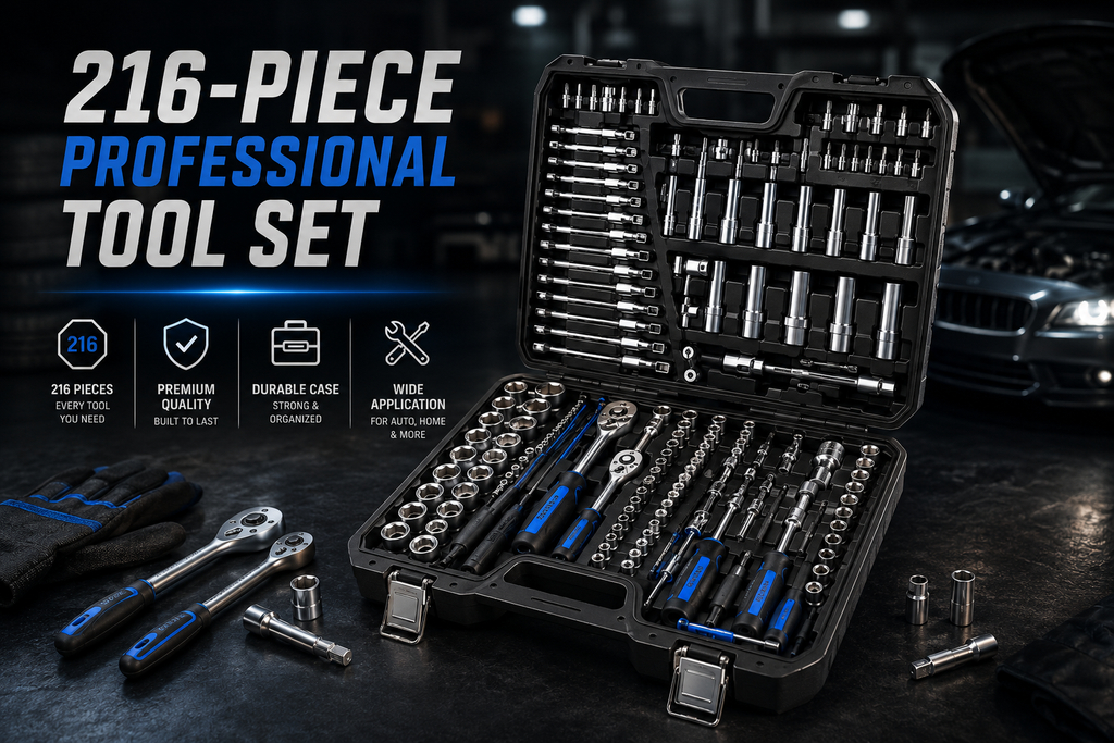 NordGear Professional 216-Piece Socket & Tool Set – Complete Mechanic Repair Kit