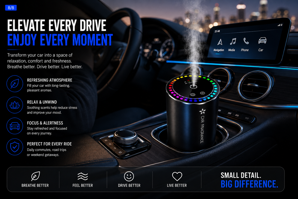 NordGear AirFresh Pro | Smart Car Aroma Diffuser with Ambient Light